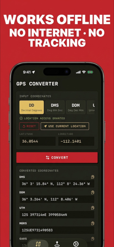 MyGPSConverter coordinate formats